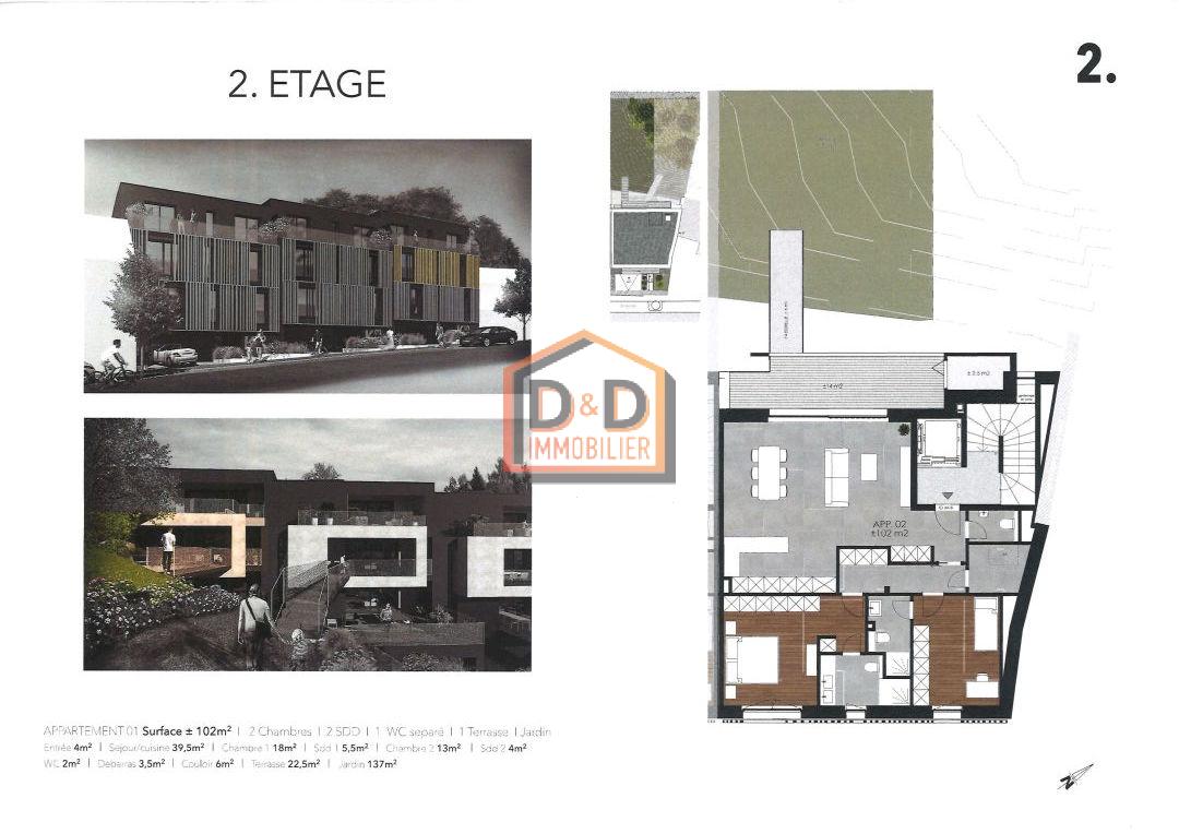 Appartement à Luxembourg-Neudorf, 102,50 m², 2 chambres, 1 salle de bain, 1 083 069 €