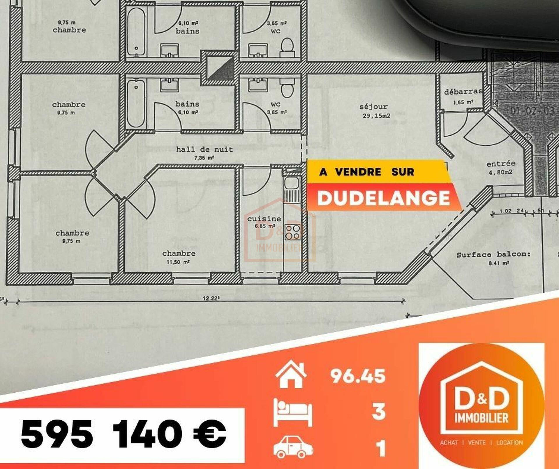 Appartement à Dudelange, 96,45 m², 3 chambres, 1 salle de bain, 575 000 €